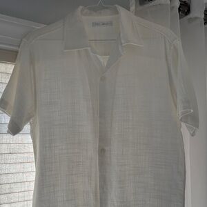 Men's White Short Sleeve Shirt - Linen